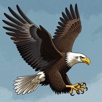 Bald eagle flying illustration