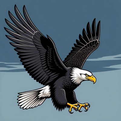Bald Eagle Flying with Wings Spread