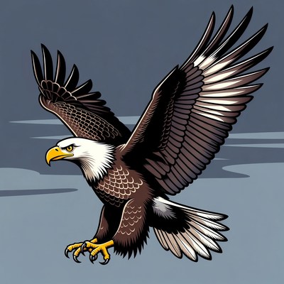 Bald Eagle Flying with Wings Spread