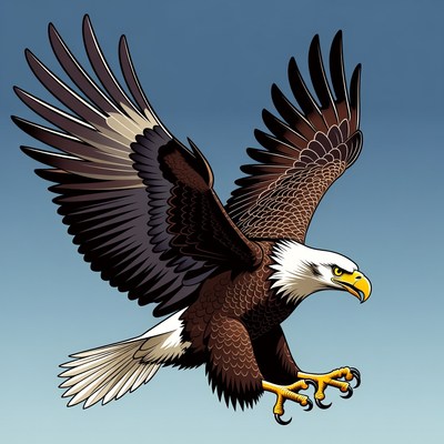 Bald Eagle Flying with Wings Spread