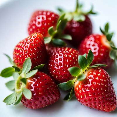 Fresh Strawberries on White Plate