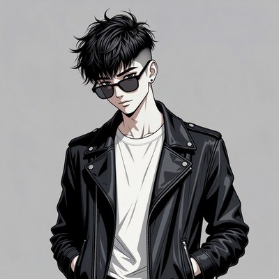 Anime guy in leather jacket