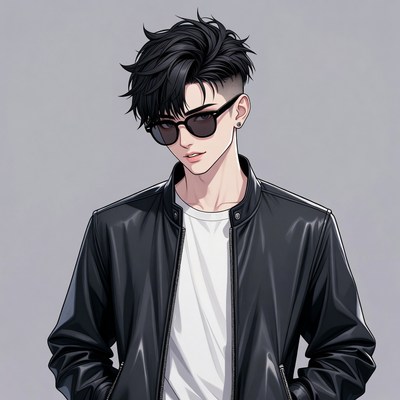 Anime boy in leather jacket