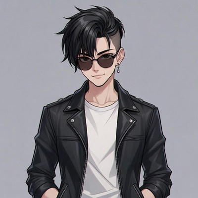 Anime boy in leather jacket