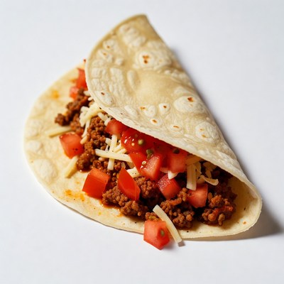 Beef Taco with Tomatoes and Cheese