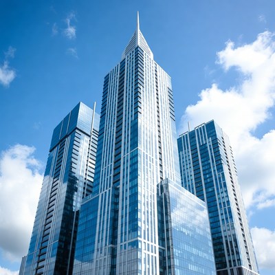 Modern Skyscrapers Against Blue Sky