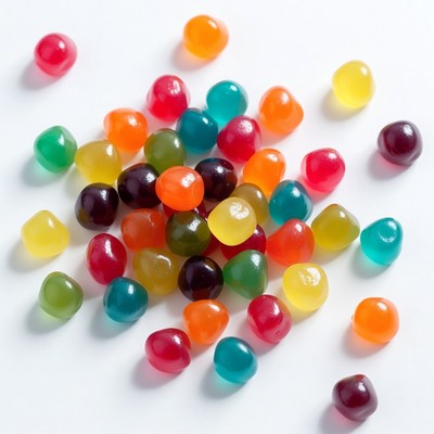 Colorful Gummy Candy on White Background