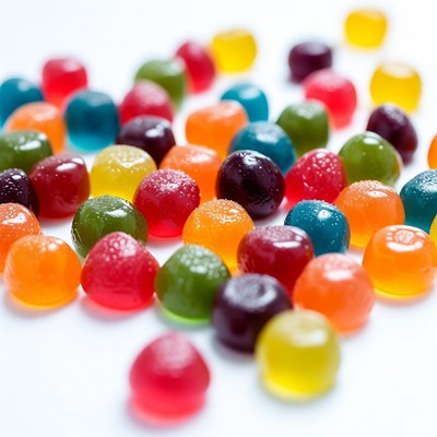 Colorful Gummy Candy on White Background