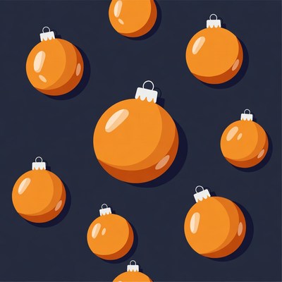 Orange Christmas Ornaments on Dark Background