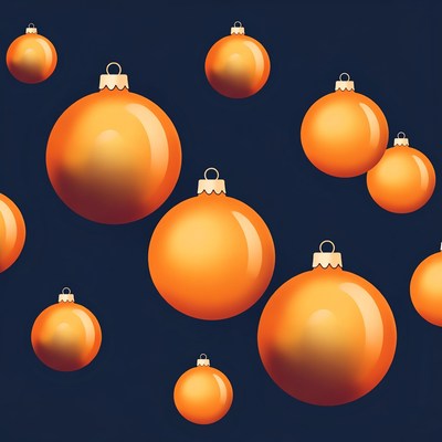 Orange Christmas Ornaments on Dark Background