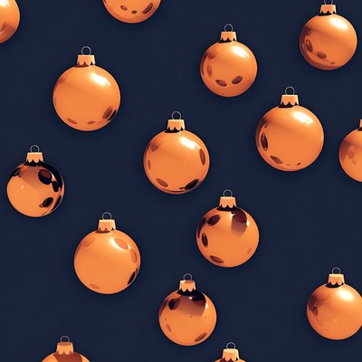 Orange Christmas Ornaments on Dark Background