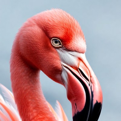 Closeup pink flamingo head