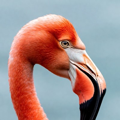 Flamingo head profile view
