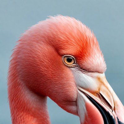 Closeup pink flamingo portrait