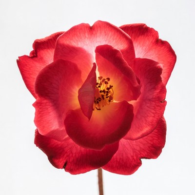 Red Rose Flower on White Background