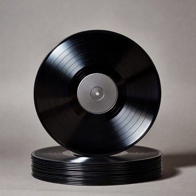 Stack of Black Vinyl Records