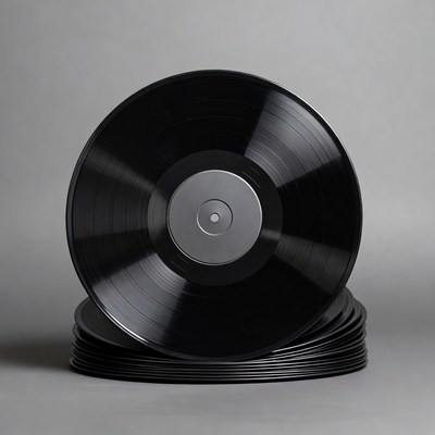 Stack of Black Vinyl Records