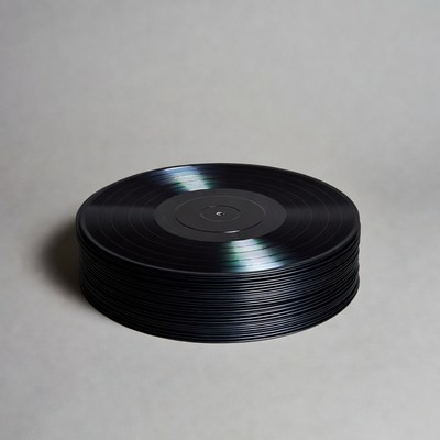 Stack of Black Vinyl Records