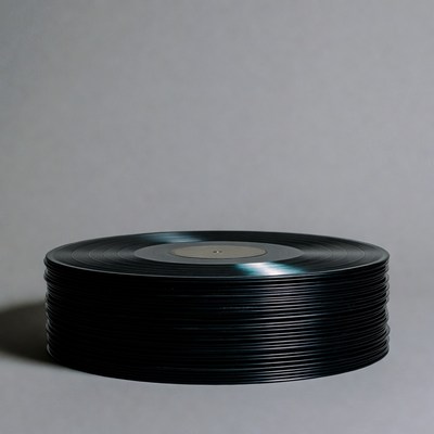 Stack of Black Vinyl Records