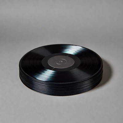 Stack of Black Vinyl Records