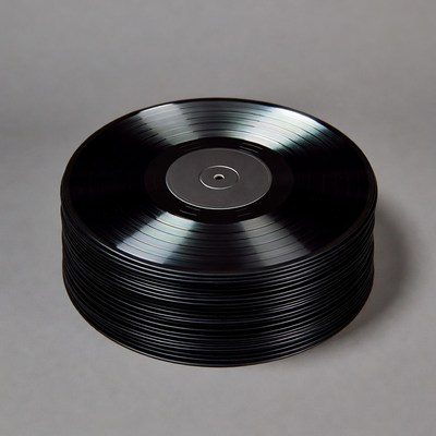Stack of Black Vinyl Records