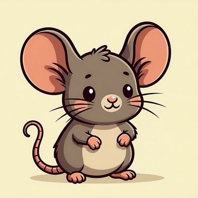 Cute cartoon mouse standing