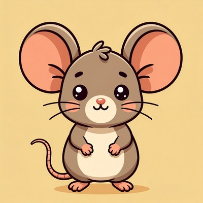 Cute cartoon mouse standing