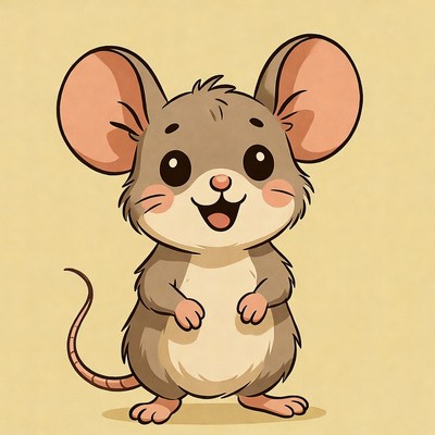 Cute cartoon mouse smiling