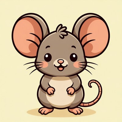 Cute cartoon mouse standing