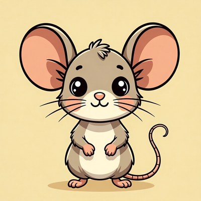 Cute cartoon mouse standing