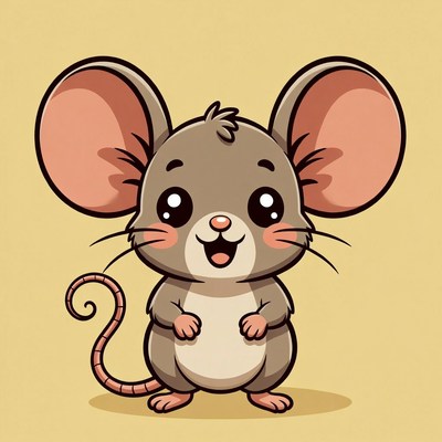 Cute cartoon mouse smiling