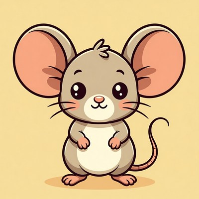 Cute cartoon mouse standing