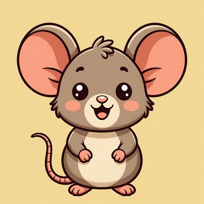 Cute cartoon mouse smiling