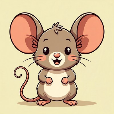 Cute cartoon mouse smiling