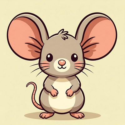 Cute cartoon mouse standing
