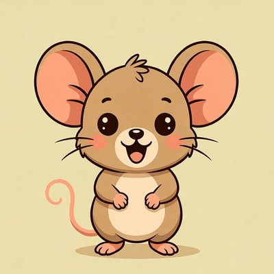 Cute cartoon mouse smiling