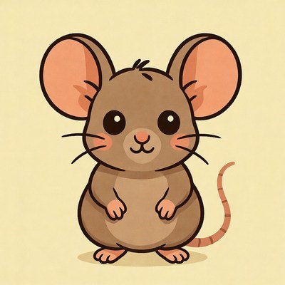 Cute cartoon brown mouse