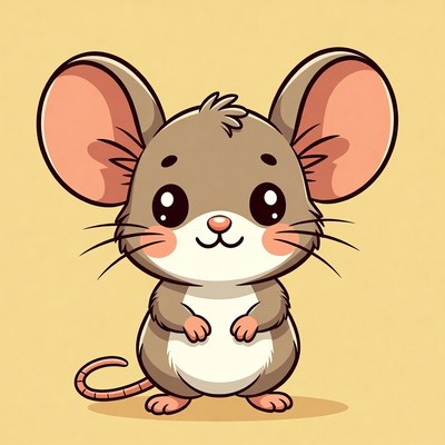 Cute cartoon mouse standing