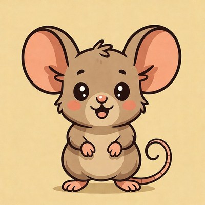 Cute cartoon mouse smiling