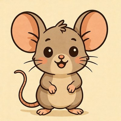 Cute cartoon mouse smiling