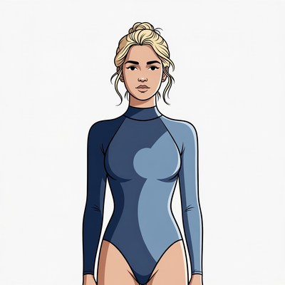 Blonde woman in blue wetsuit