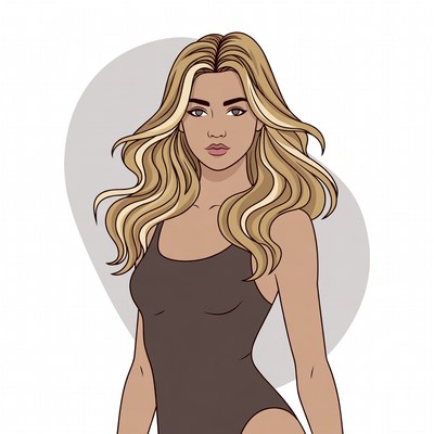 Blonde woman in black swimsuit