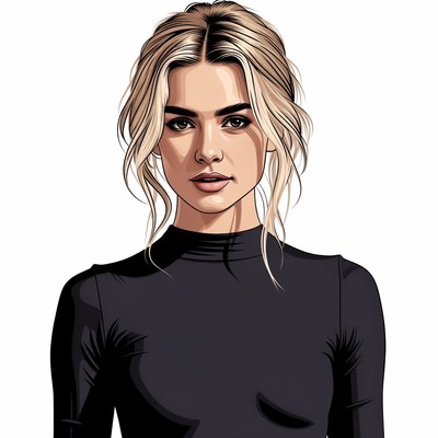 Blonde woman in black turtleneck