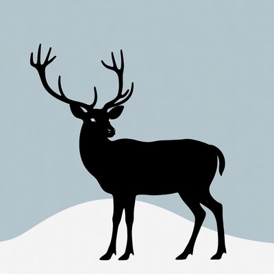 Silhouette of Deer on Snow