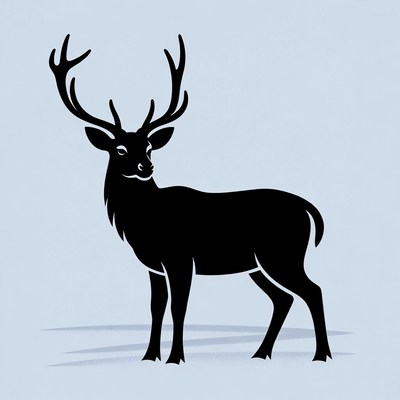 Black silhouette of stag with antlers