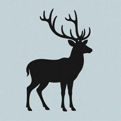Silhouette of deer with antlers