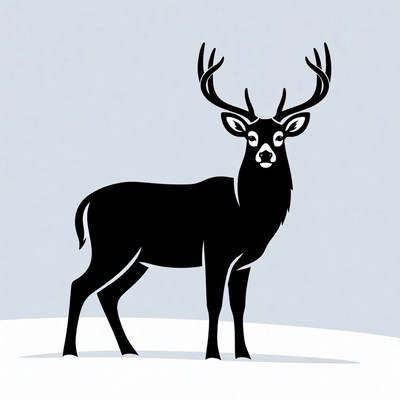 Black silhouette deer with antlers
