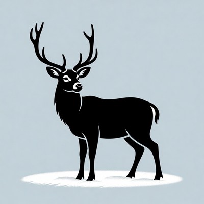 Black silhouette deer with antlers