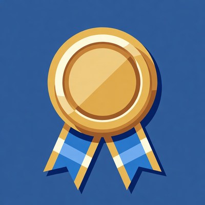 Gold Medal with Blue Ribbon