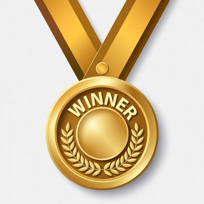 Gold Winner Medal with Ribbon